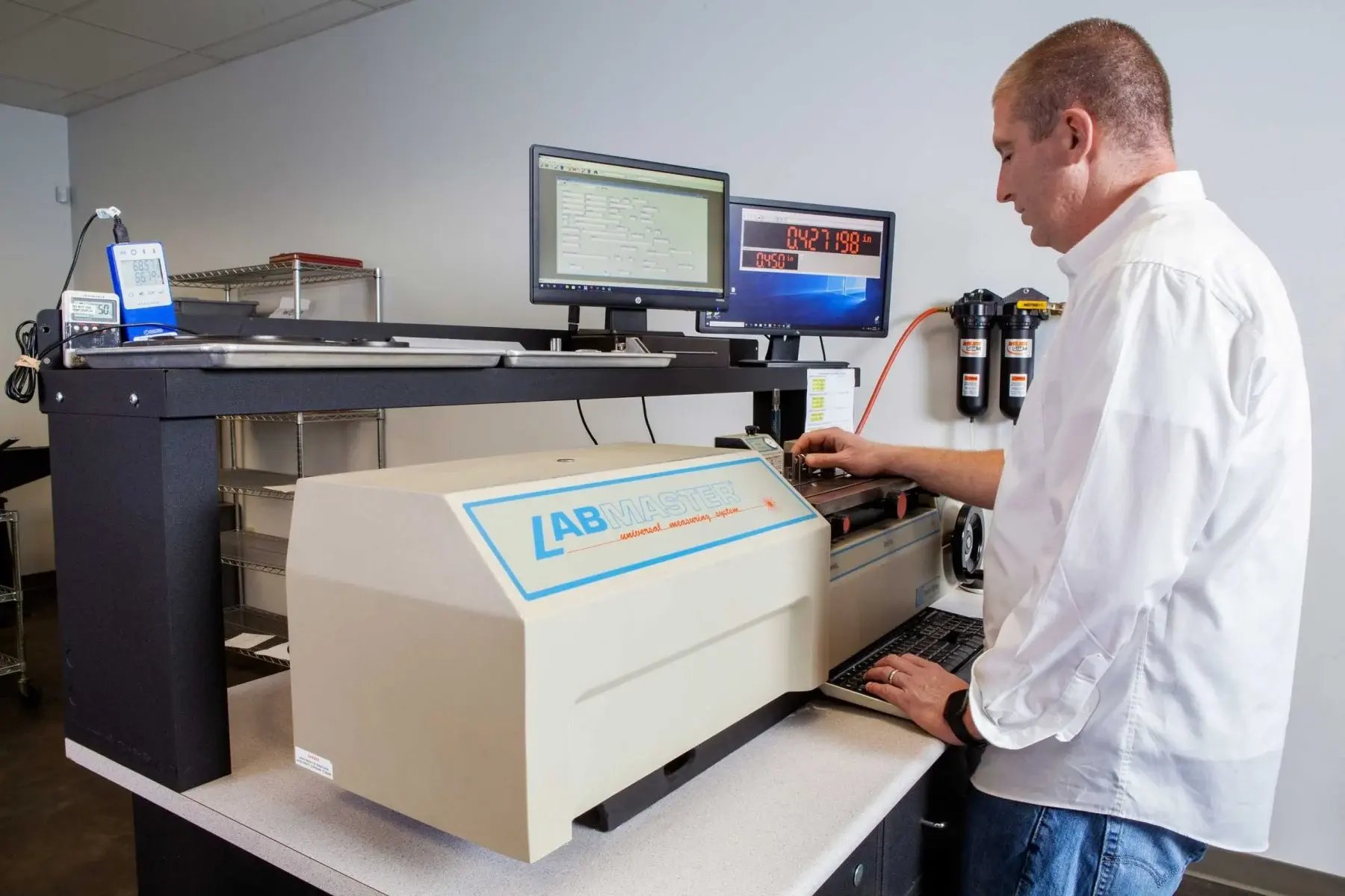 technician working on Lab Master for precise measurements